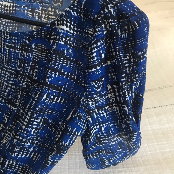 New Banana Republic Black Blue Blouse Top XXSP - Picture 3 of 5